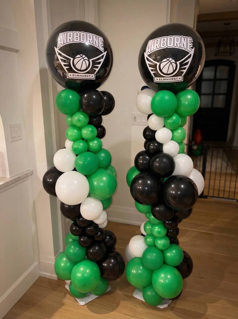 Basketball themed balloon columns