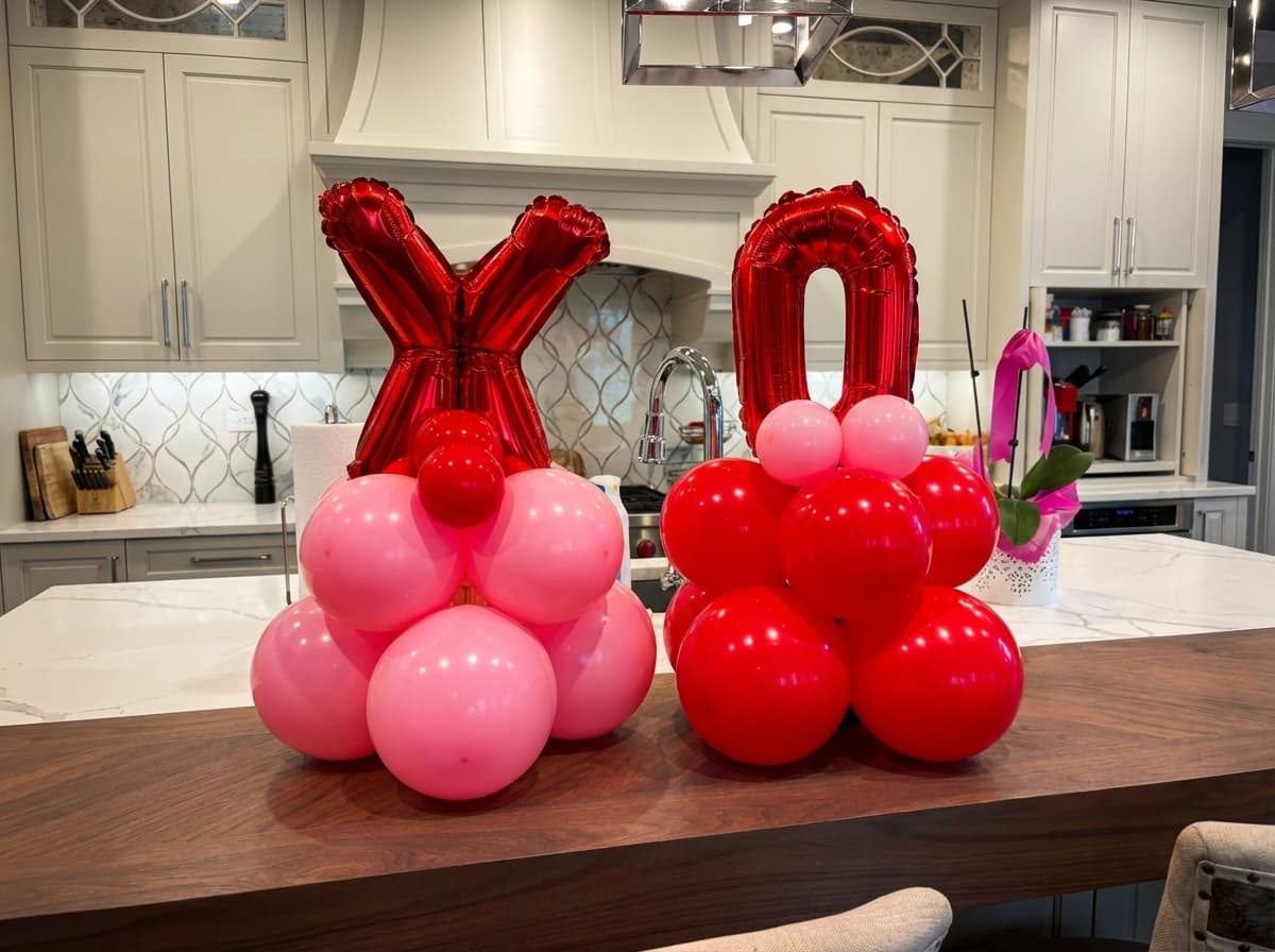 Valentine's Day balloon centerpiece